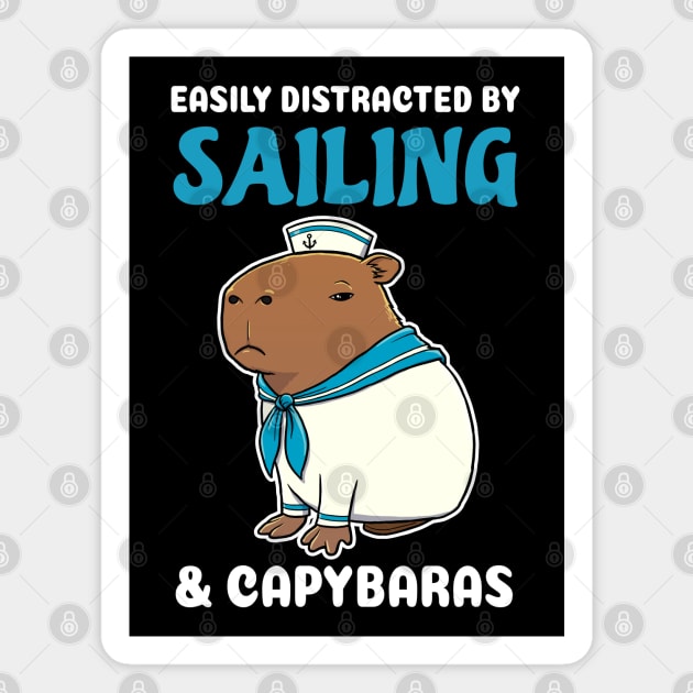 Easily Distracted by Sailing and Capybaras Cartoon Magnet by capydays